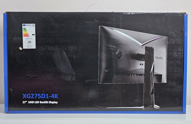 ViewSonic XG275D1-4K vine într-o cutie de carton mare Èi neagrÄ