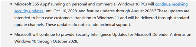 ActualizÄrile de securitate pentru aplicaÈiile Microsoft 365 expirÄ pe 10 octombrie 2028