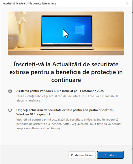 Este important sÄ te înscrii la actualizÄrile de securitate extinse