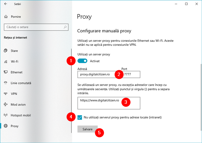 Cum configurezi manual setÄrile proxy