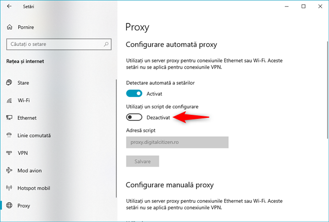 Cum dezactivezi un server proxy care foloseÈte o adresÄ proxy