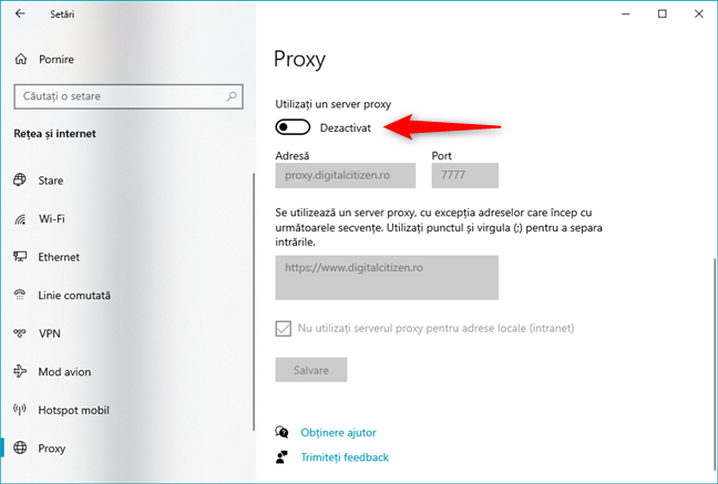 Cum dezactivezi un server proxy configurat manual