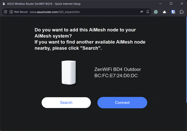 AdÄƒugarea dispozitivului ASUS ZenWiFi BD4 Outdoor la reÈ›ea