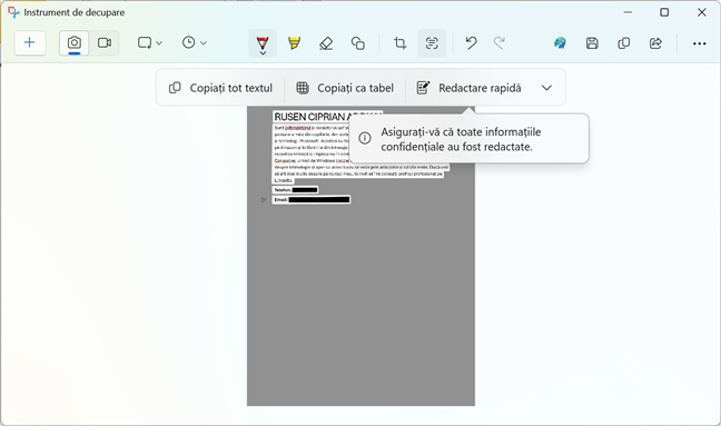 PoÈi Èterge informaÈiile confidenÈiale din text