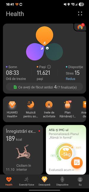 HUAWEI Health are multe secÈiuni Èi informaÈii