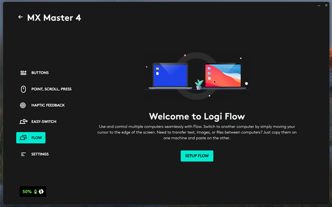 Cu Logi Flow, poÈi trece rapid cu mouse-ul de pe un calculator pe altul