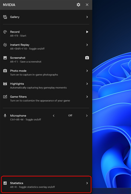 Apaz&Auml; ALT + Z &Egrave;i d&Auml; clic pe Statistics