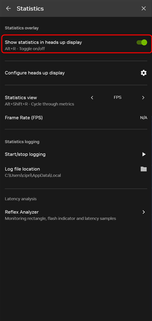 Dezactiveaz&Auml; Show statistics in heads up display