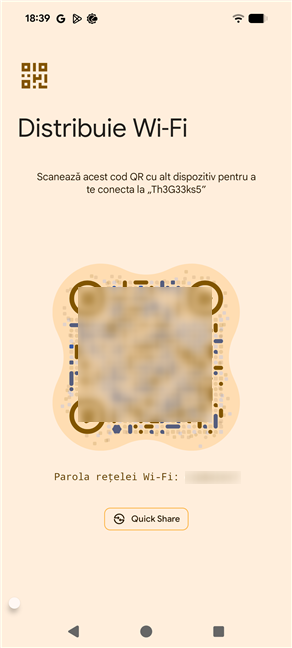 Codul QR pentru conectarea la Wi-Fi