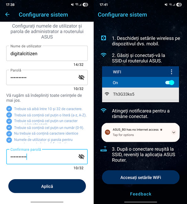 Seteaz&Auml; un cont pentru administrarea routerului