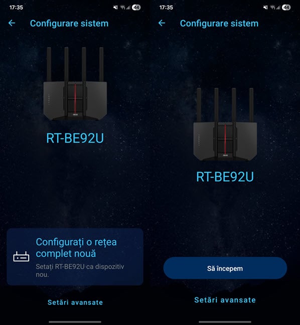 ÃŽncepe configurarea reÈ›elei