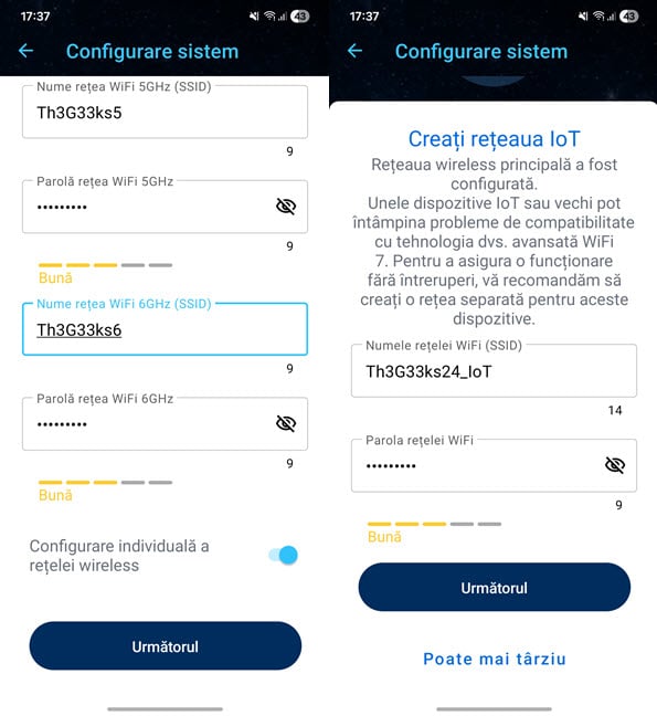 Introdu detaliile pentru reÈ›eaua Wi-Fi