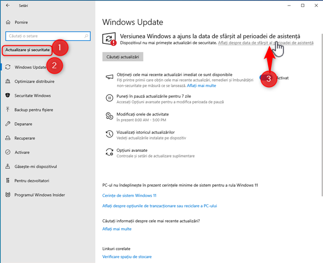 Mergi la Actualizare &Egrave;i securitate > Windows Update