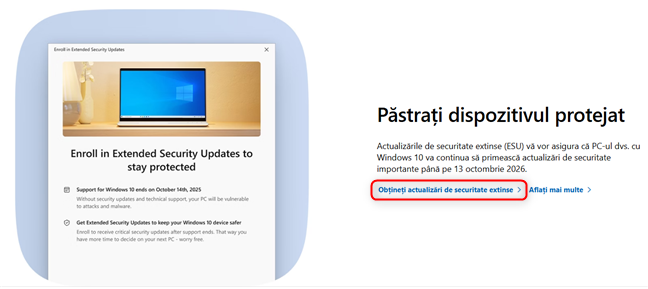 Apas&Auml; pe Ob&Egrave;ine&Egrave;i actualiz&Auml;ri de securitate extinse