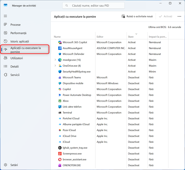 DÄ clic sau apasÄ pe AplicaÈii cu executare la pornire