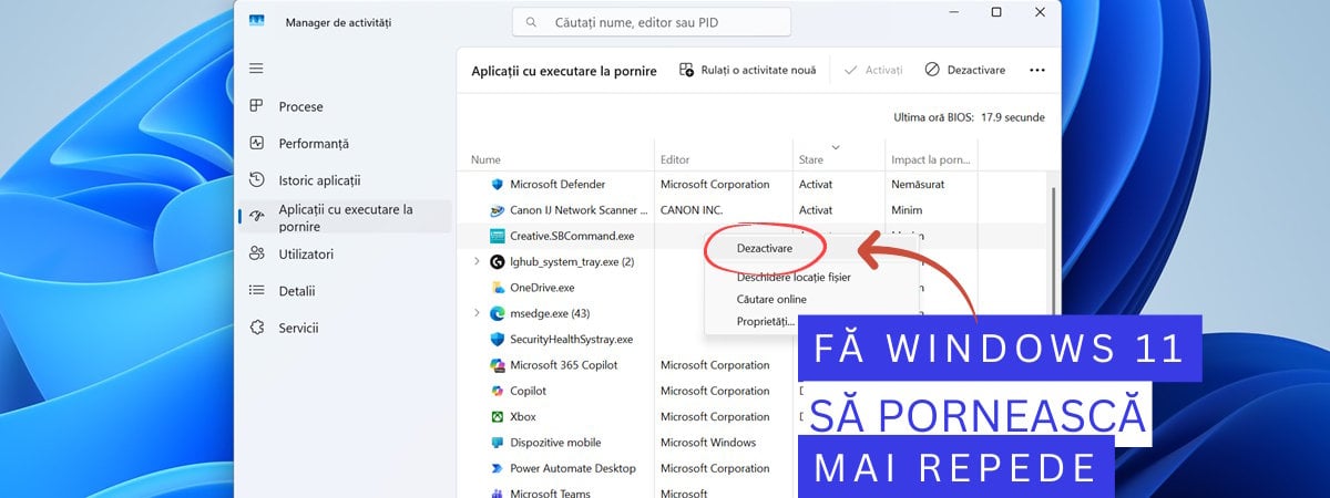 Fă-ți sistemul cu Windows 11 să pornească mai repede
