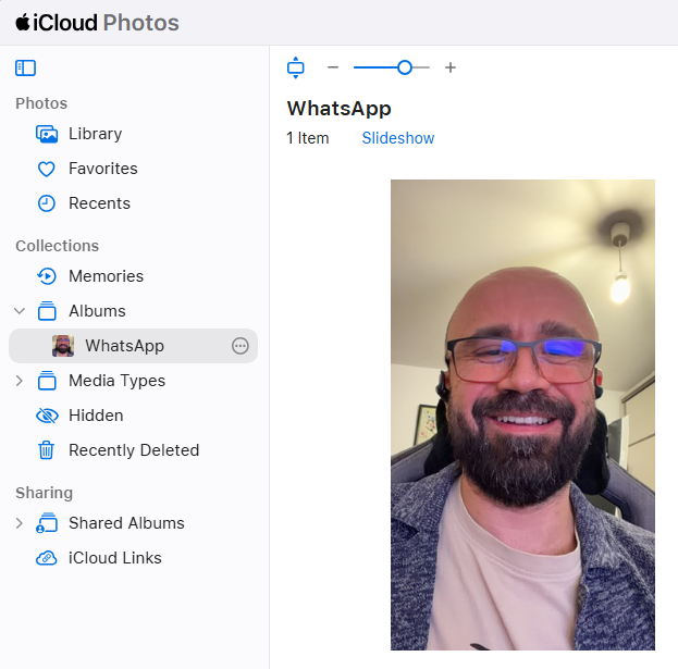 Ãn iCloud Photos, gÄseÈti Albums > WhatsApp