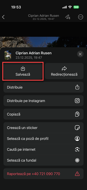 SalveazÄ manual o pozÄ primitÄ pe WhatsApp