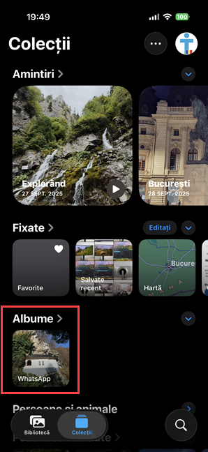 Pozele salvate manual apar Èi în albumul WhatsApp