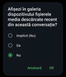 Alege Nu &Egrave;i apas&Auml; pe OK