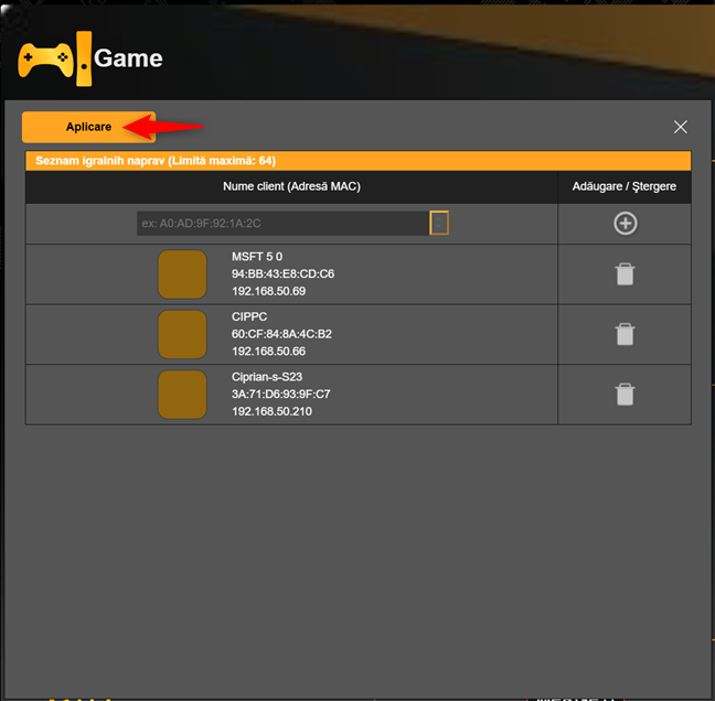 D&Auml; clic pe Aplicare