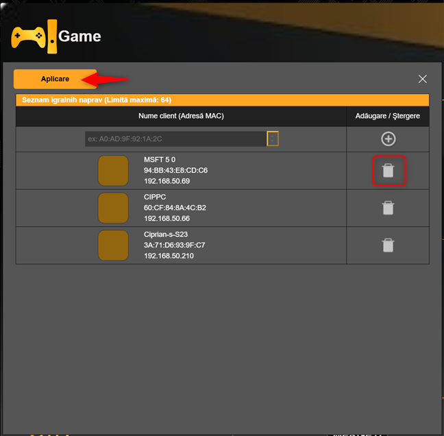 &Egrave;terge dispozitivul pe care nu-l mai vrei prioritizat