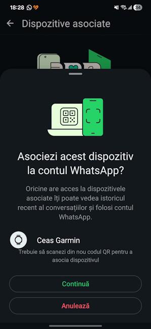 Asocierea cu WhatsApp este simplu de realizat