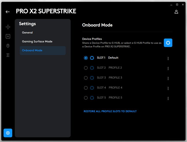 Profilele de set&Auml;ri din memoria intern&Auml; a mouse-ului