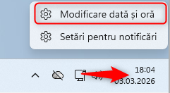 Alege Modificare dat&Auml; &Egrave;i or&Auml;