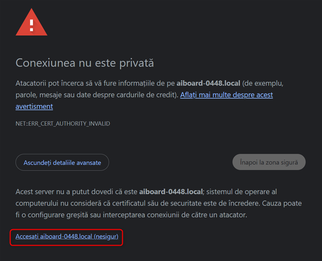 Accesa&Egrave;i aiboard-0448.local (nesigur)