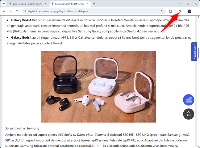D&Auml; clic pe butonul Google Lens