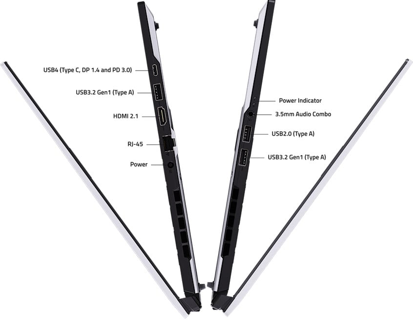 Toate porturile de pe GIGABYTE AERO X16