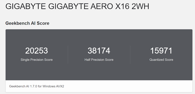 Performan&Egrave;a &Atilde;&reg;n GeekbenchAI