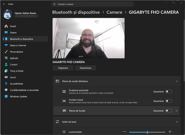 GIGABYTE AERO X16 are un webcam modest