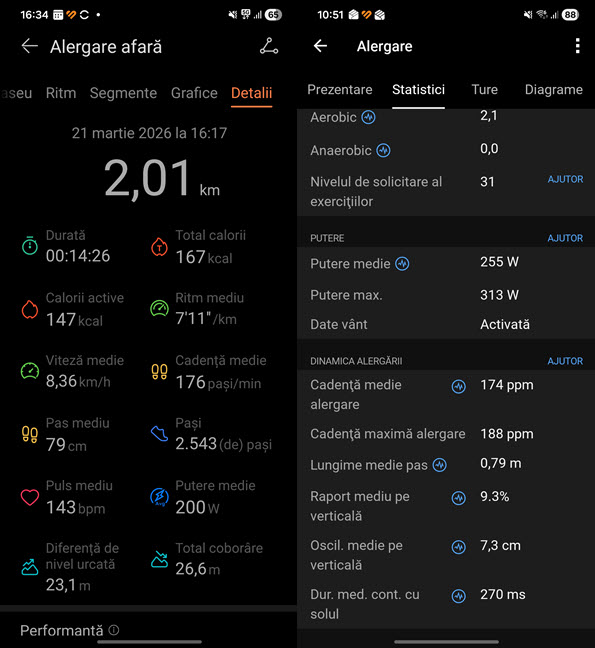 Date oferite la finalul unei alerg&Auml;ri