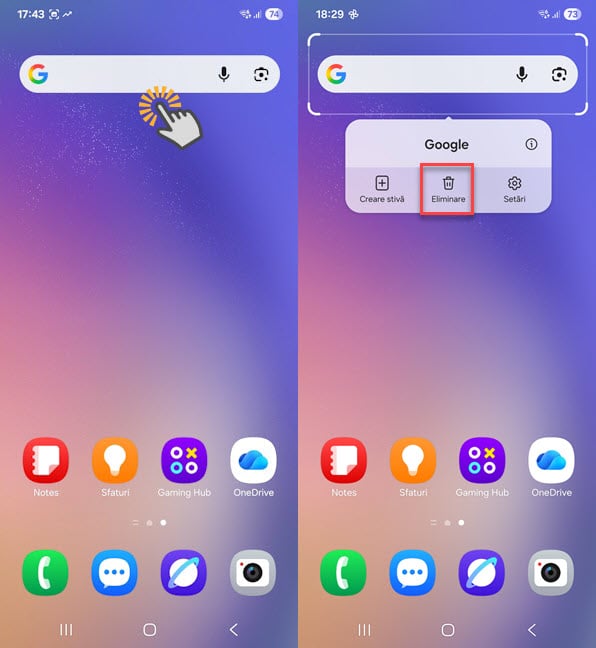 Elimin&Auml; bara Google de pe Samsung Galaxy