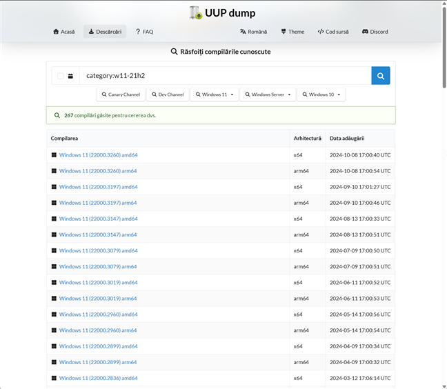 Alege compilarea &Egrave;i arhitectura pe care le dore&Egrave;ti