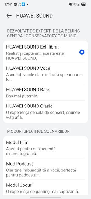 Profilele audio pentru HUAWEI FreeBuds Pro 5