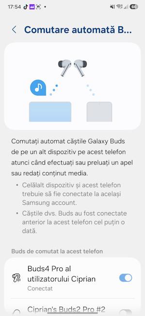 Galaxy Buds4 Pro func&Egrave;ioneaz&Auml; &Atilde;&reg;n tandem cu alte dispozitive Samsung