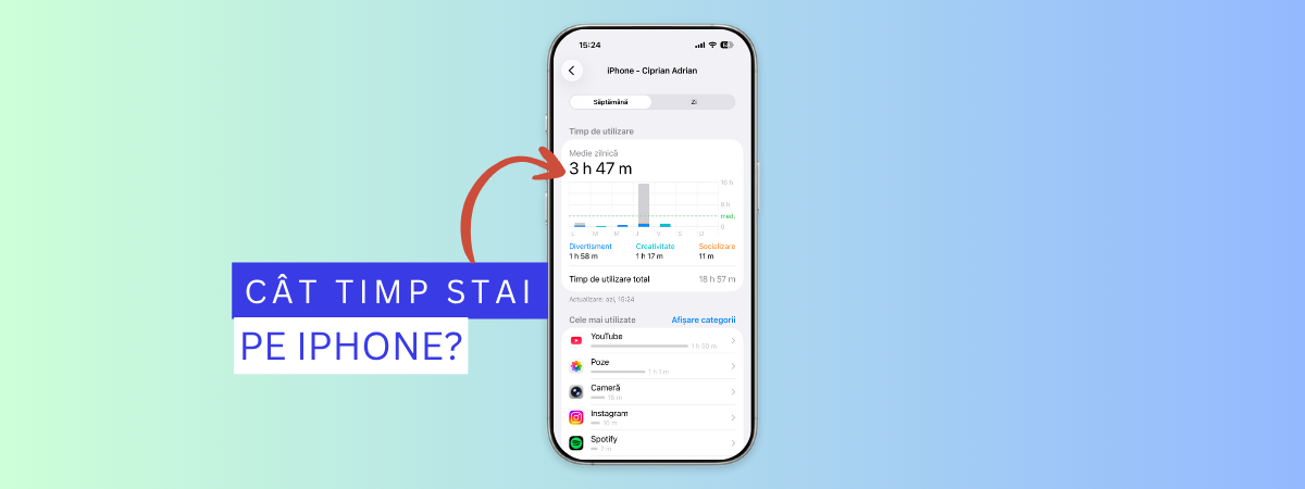 Cât timp petreci pe iPhone în fiecare zi? Verifică raportul săptămânal de utilizare
