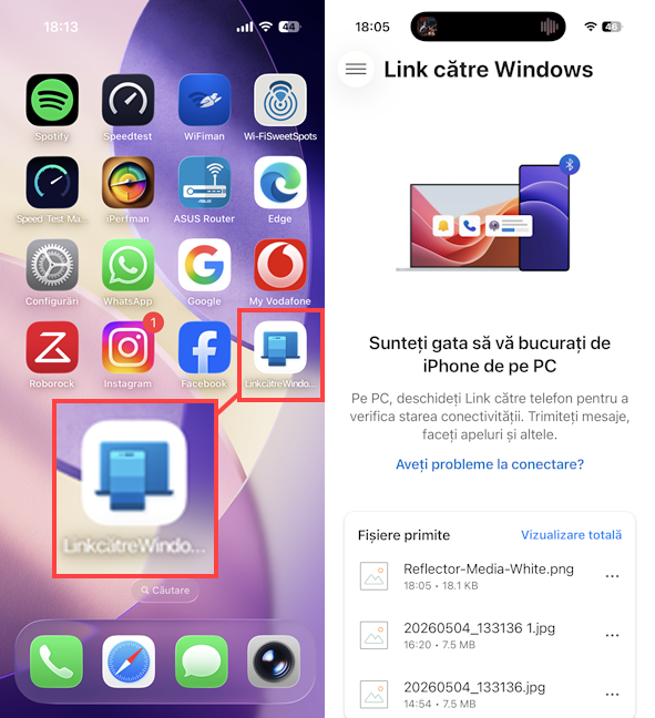 Vezi fi&Egrave;ierele primite &Atilde;&reg;n Link c&Auml;tre Windows