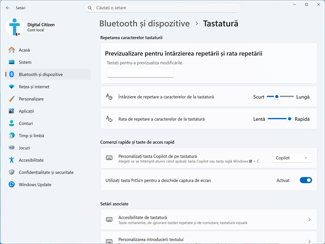 Aici vei gÄsi viitoare setare pentru tasta Copilot