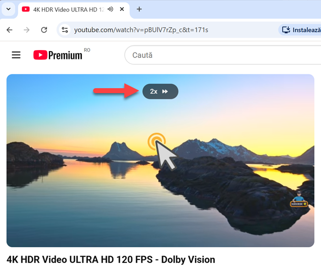 Apas&Auml; &Egrave;i &Egrave;ine ap&Auml;sat pe clip, pentru viteza 2x