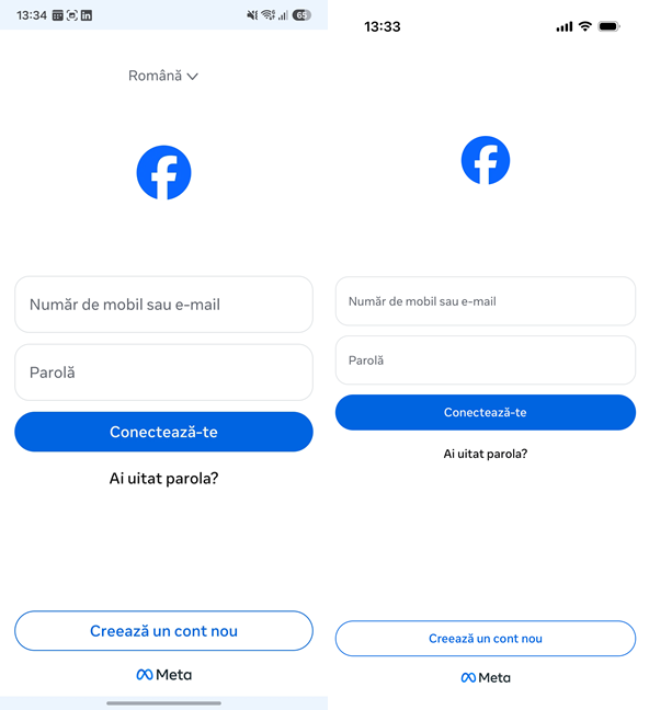 Contul t&Auml;u de Facebook este &Egrave;ters din aplica&Egrave;ie