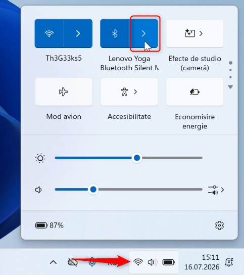 D&Auml; clic pe s&Auml;geata de l&Atilde;&cent;ng&Auml; Bluetooth