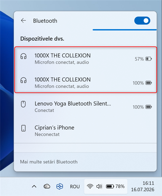Ambele dispozitive Bluetooth sunt conectate