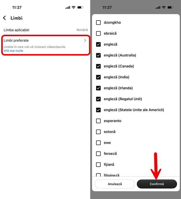 ApasÄ pe Limbi preferate Èi alege-le din listÄ