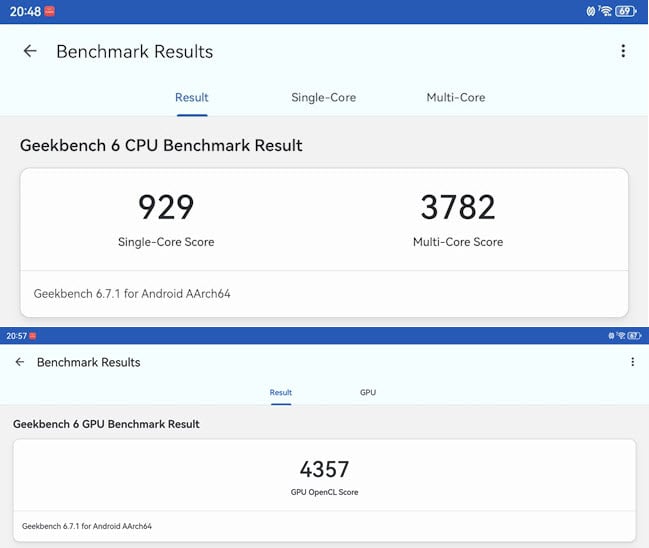 Rezultatele în Geekbench 6