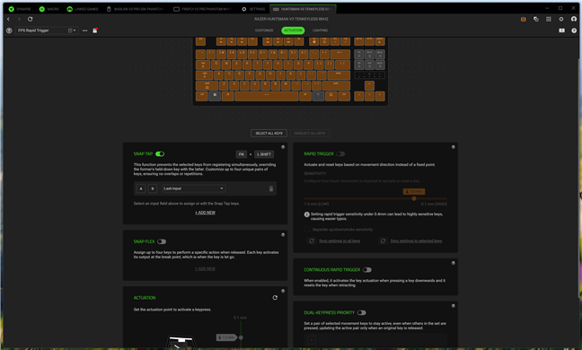 SetÄri pentru tastaturÄ Ã®n Razer Synapse