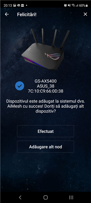 Routerul ales a fost adÄugat la AiMesh